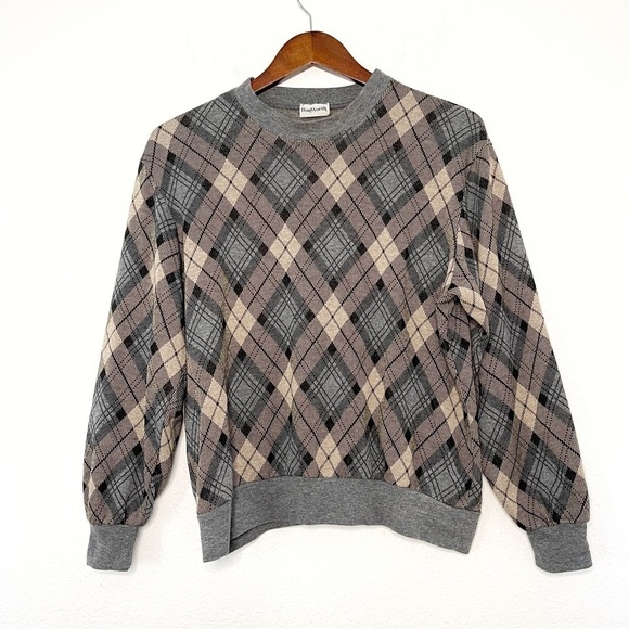 Bonworth Vintage Y2K women diamond plaid pullover sweater size S/M - Picture 7 of 7